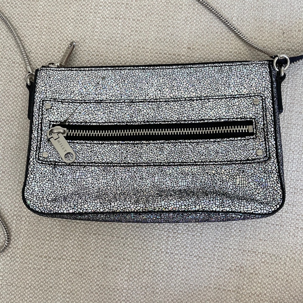 Milly Delano Metallic Crossbody Purse Silver - Picture 3 of 7